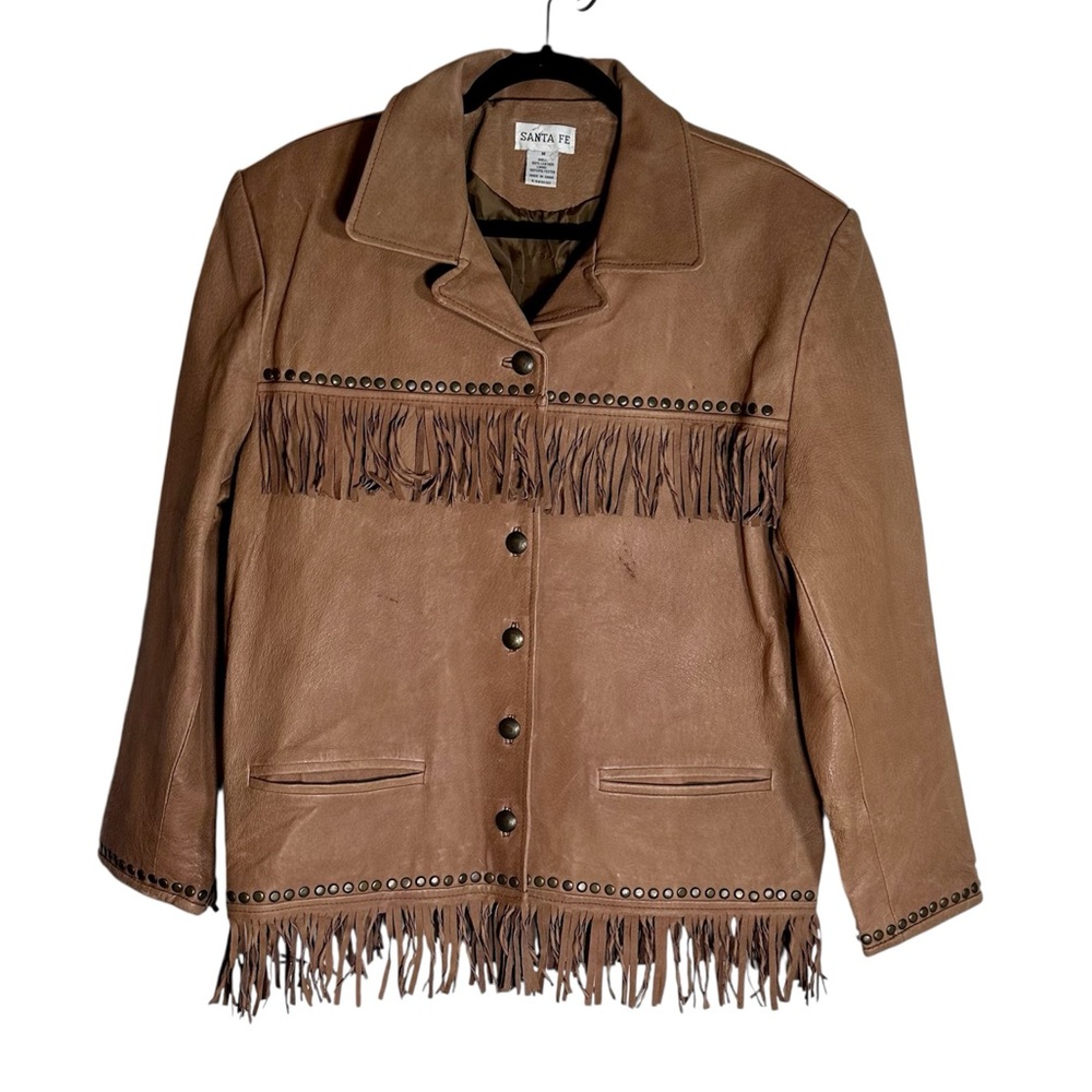 Butter-soft Fringed Women's Studded Cowgirl Western Leather Jacket by Santa Fe